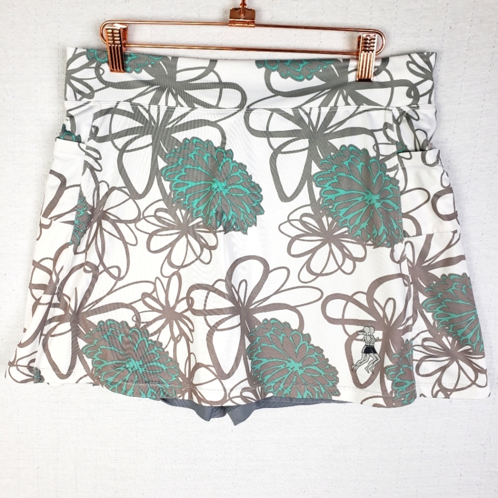 Running Skirts Skort Athletic Skirt w/Shorts Abstract Floral Pockets size L